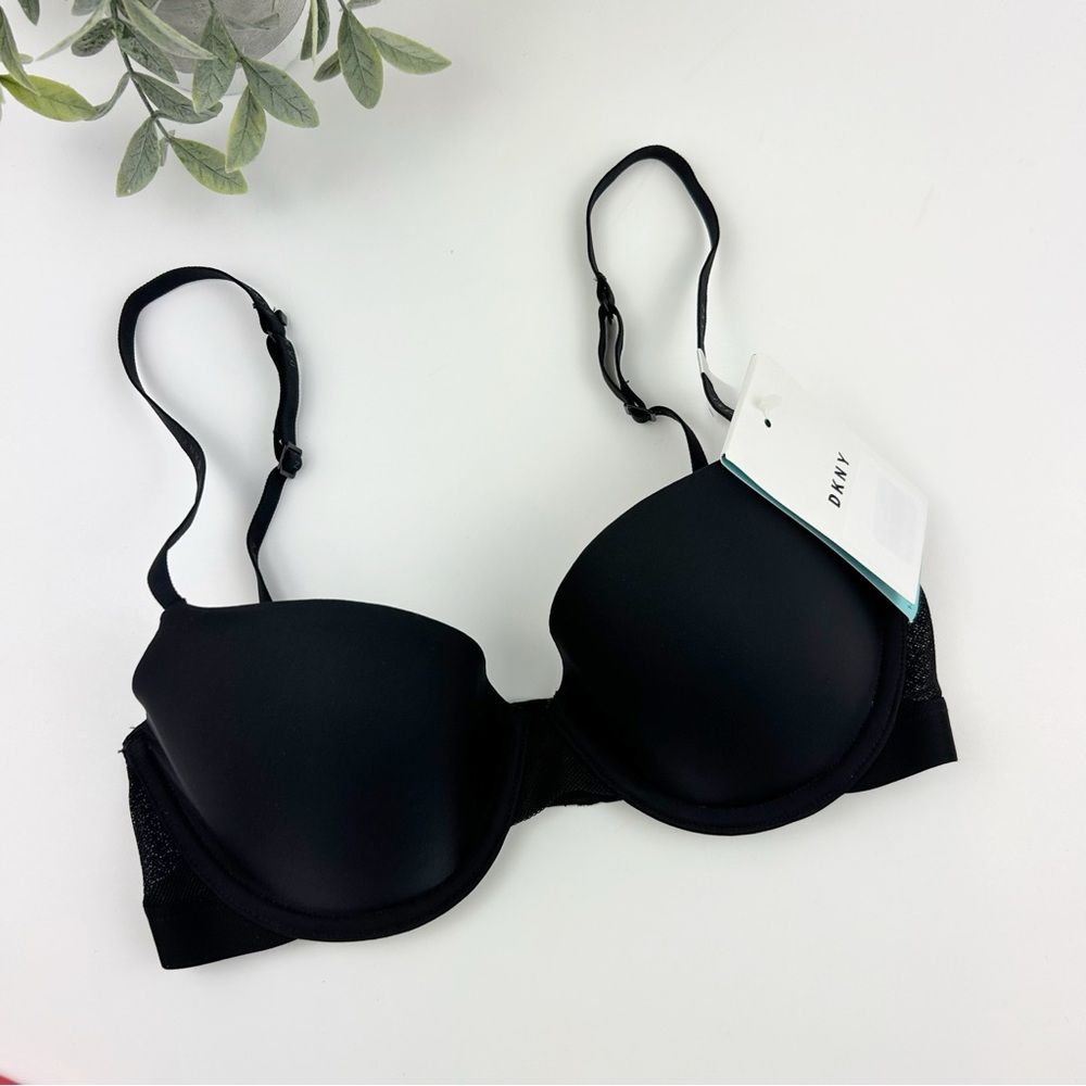 DKNY Litewear Fishnet-Panel Bra DK4941 Black Size 32C